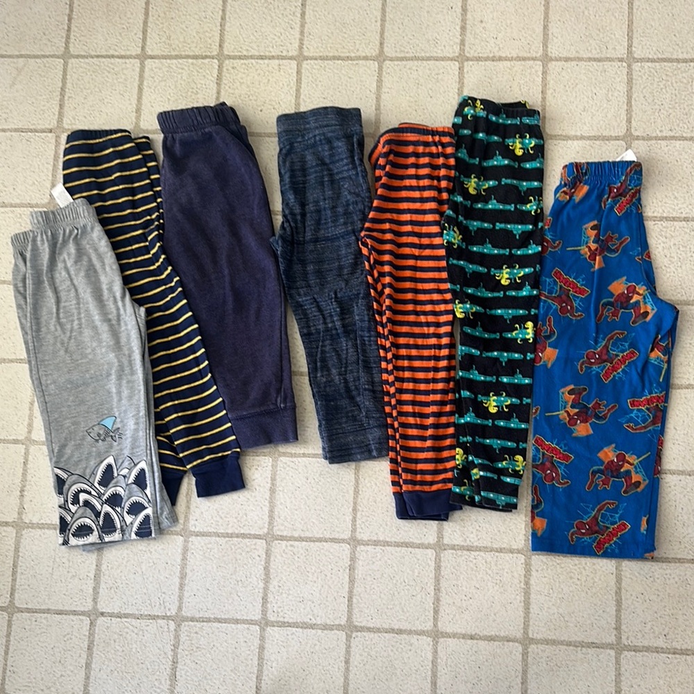 Lot of 7 4t Colorful Kids Pajama Pants Set